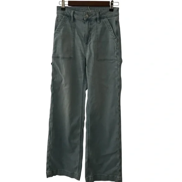 American Eagle Super baggy hi rise wide leg utility jeans 0 - Picture 2 of 10